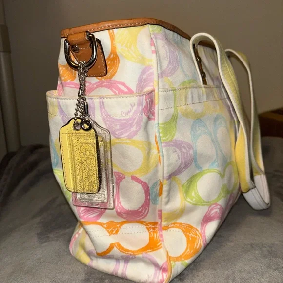 Coach Multicolor Coach Hampton Scribble Signature Tote Bag - Picture 6 of 14